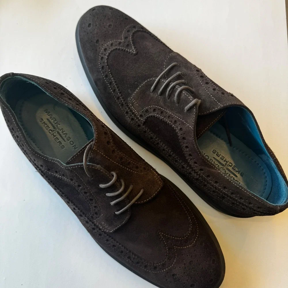 Mark Nason Skechers Men 12-12.5 EU 46 Brown Suede Wingtip‎ Oxford Shoes Classic